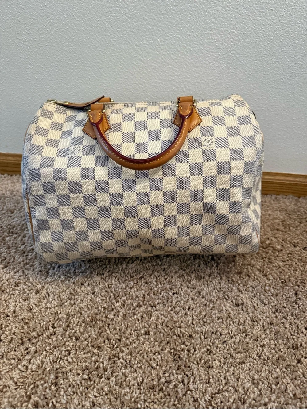 Louis Vuitton Damier Azur Speedy 30 Handbag - Cream/Light Brown - Picture 2 of 16